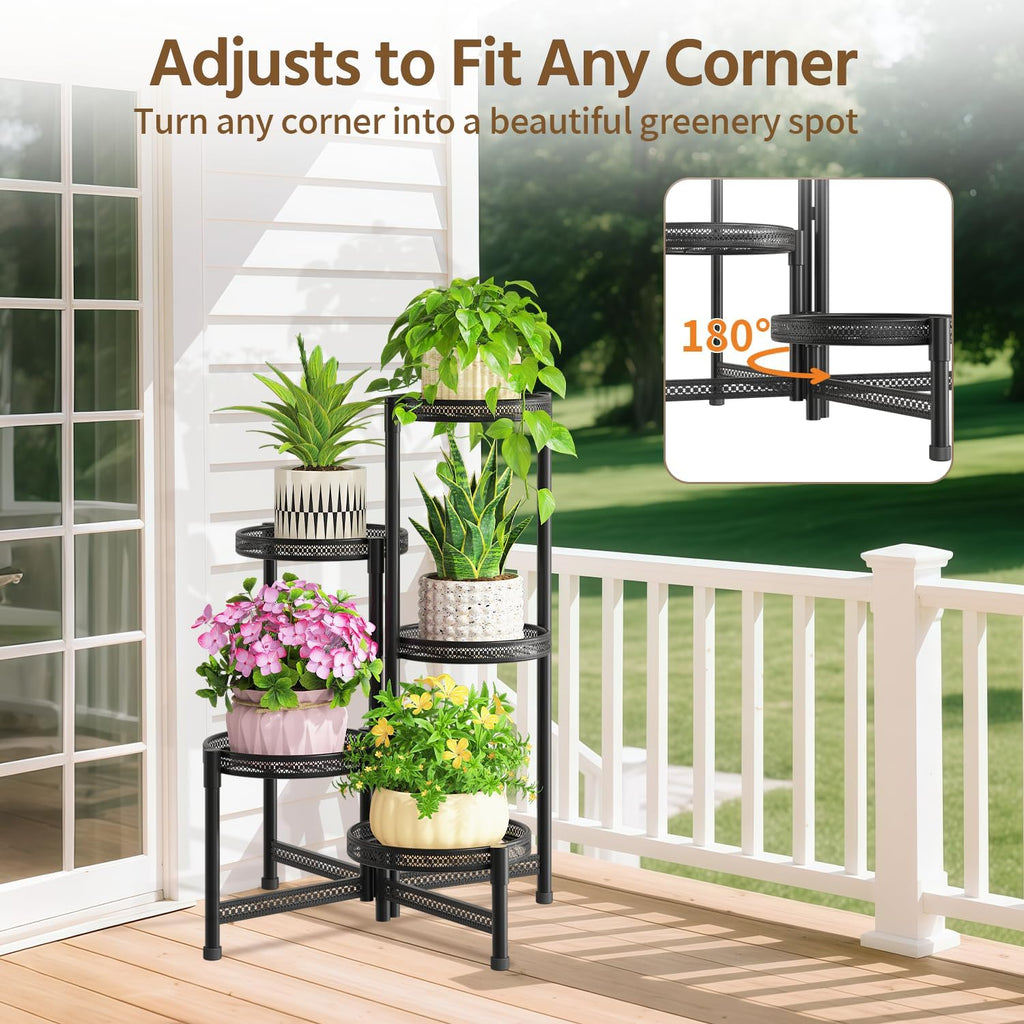 Tall Black Plant Stand with 10" Large Tray