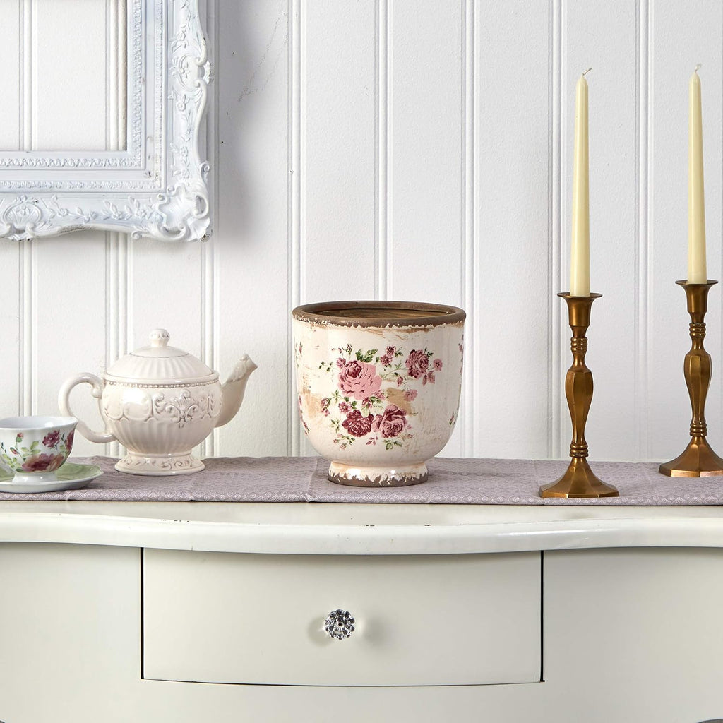 7.5" Tuscan Floral Print Ceramic Planter