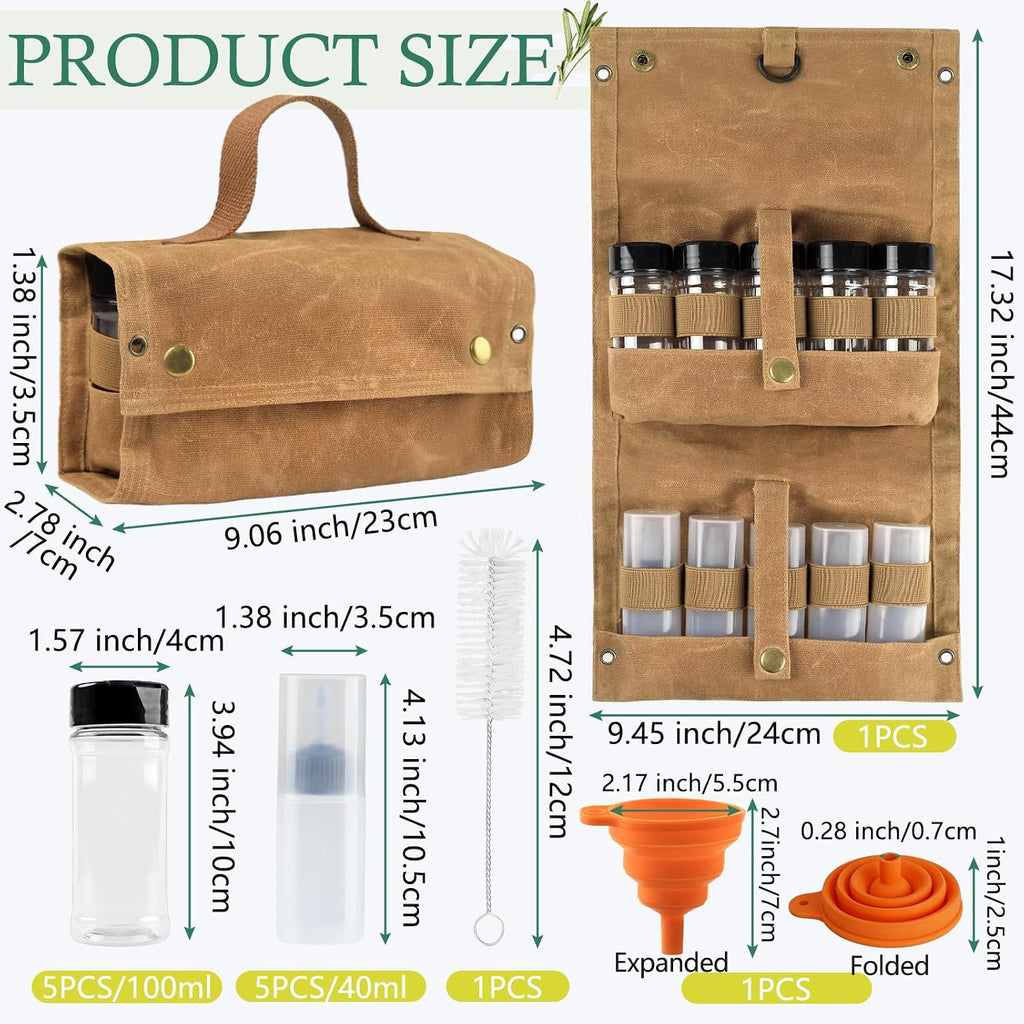 Portable Camping Spice Jar Set with Storage Bag