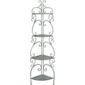 4-Tier Wrought Iron Corner Shelf, Antique Dark Green