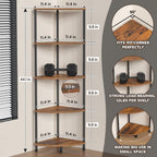 5 Tier Corner Shelf Stand, 44.1", Rustic Brown