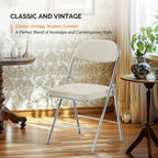 1-Pack Off-White Corduroy Metal Folding Chair