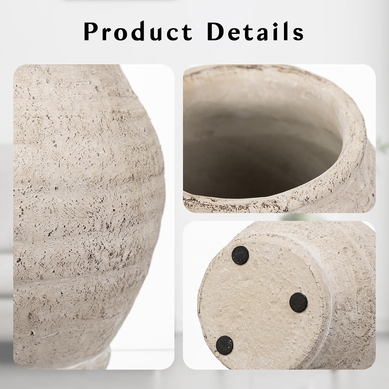 6.1" Cream Distressed Ceramic Vase