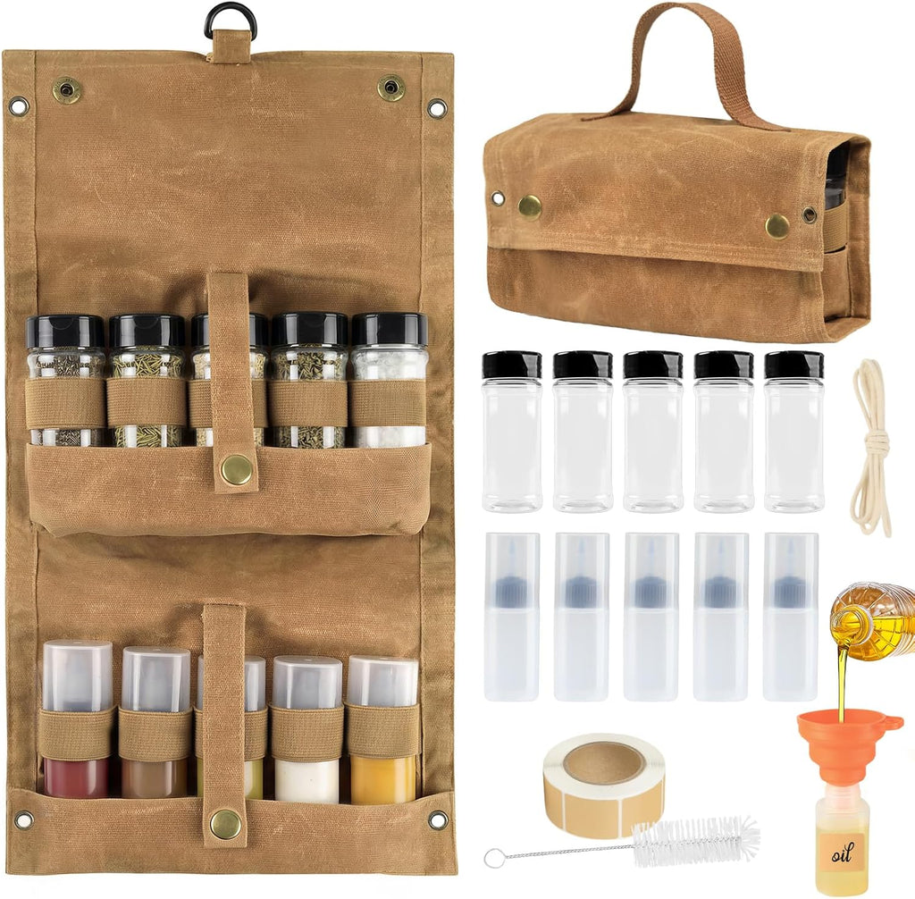 Portable Camping Spice Jar Set with Storage Bag