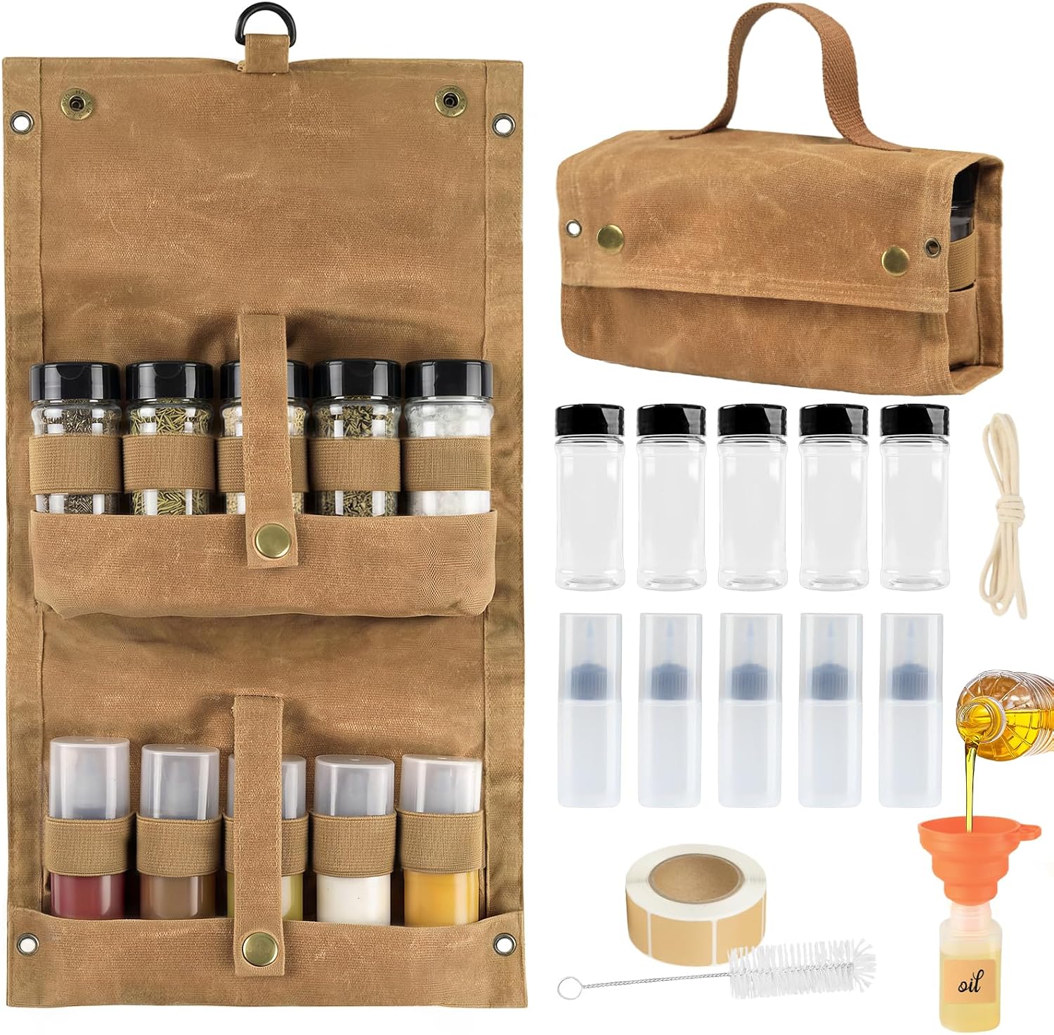 Portable Camping Spice Jar Set with Storage Bag