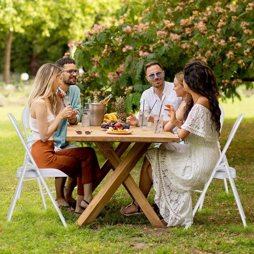 1-Pack White Padded Folding Chair