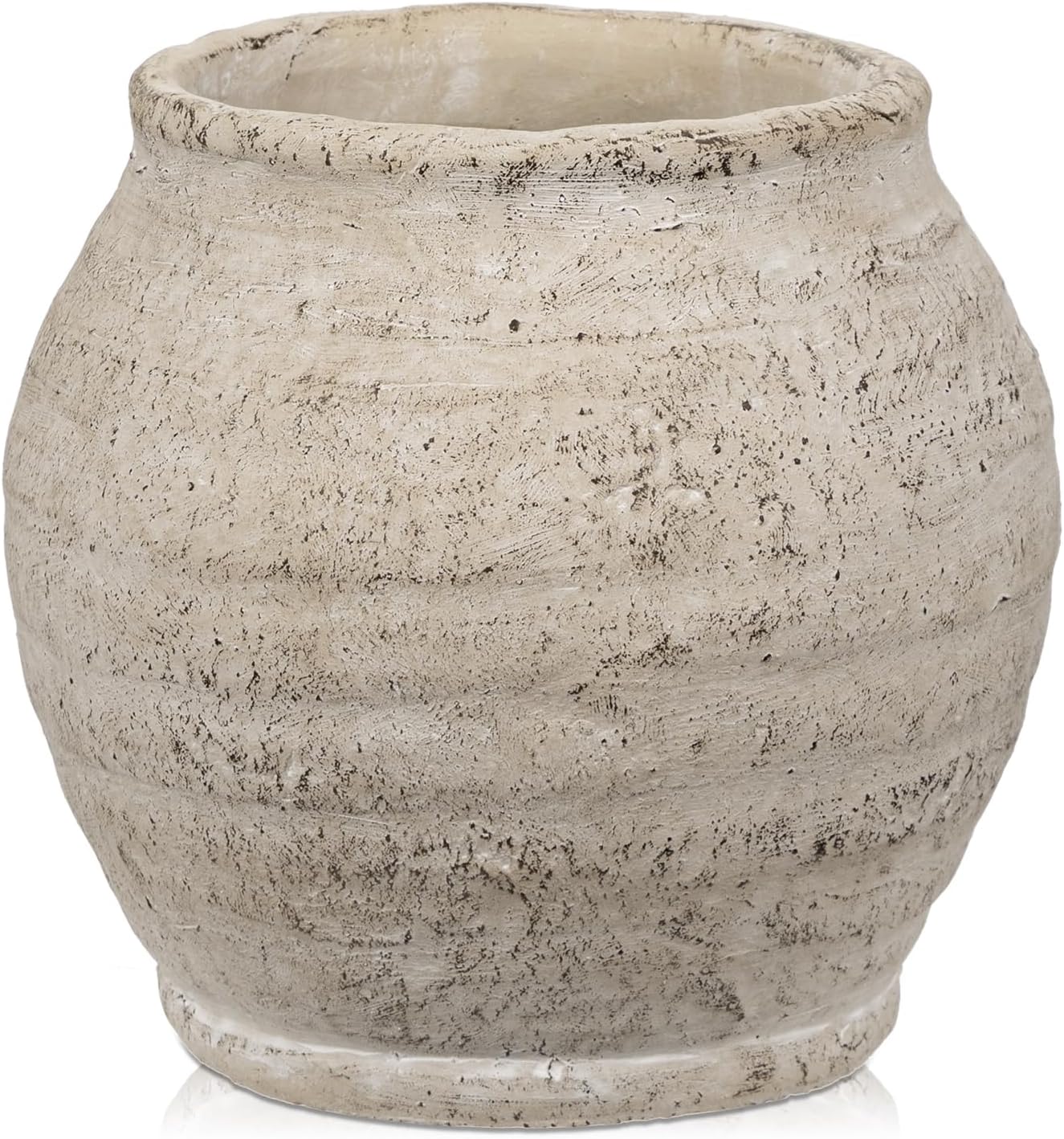 6.1" Cream Distressed Ceramic Vase