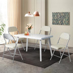 1-Pack Off-White Corduroy Metal Folding Chair