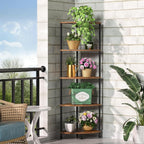 5 Tier Corner Shelf Stand, 44.1", Rustic Brown