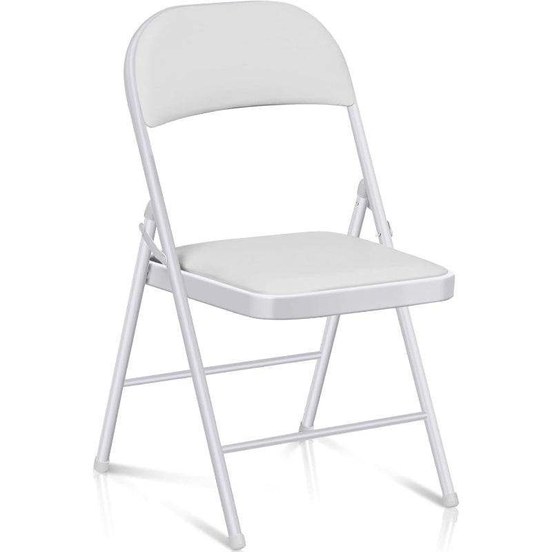 1-Pack White Padded Folding Chair