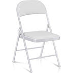 1-Pack White Padded Folding Chair
