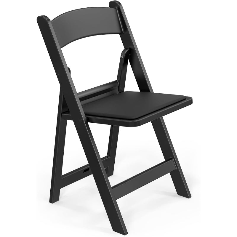 1-Pack Black Resin Padded Folding Chair