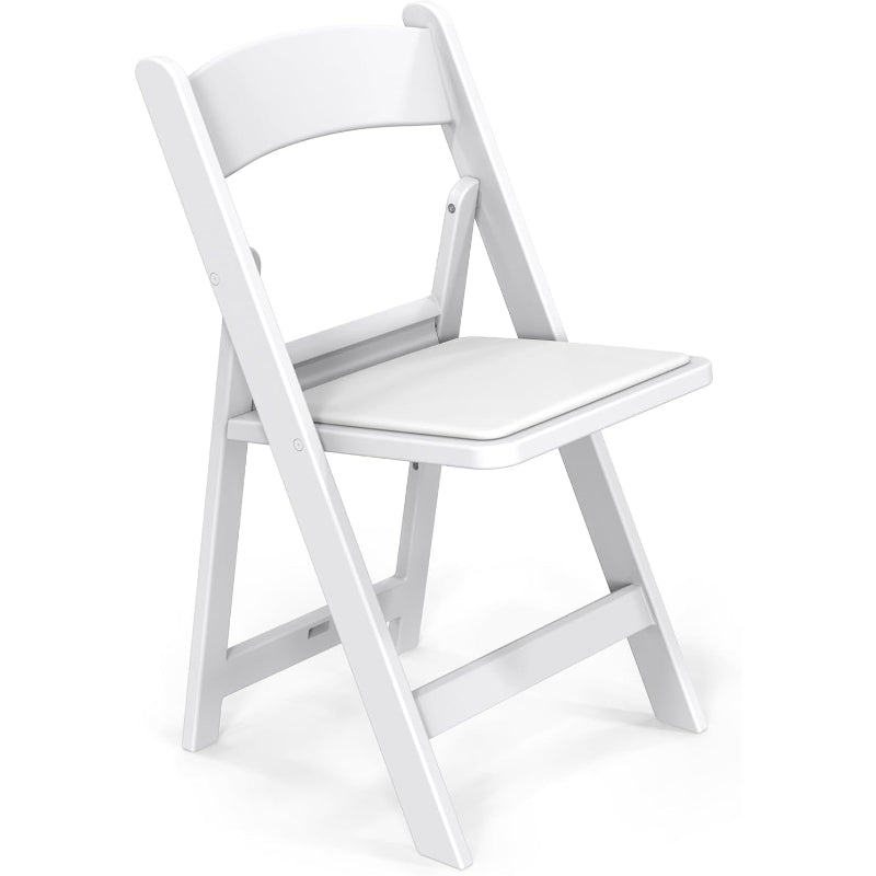 1-Pack White Padded Plastic Folding Chair