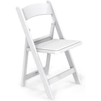 1-Pack White Padded Plastic Folding Chair