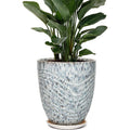 9.5" Spotted Blue Ceramic Planter with Saucer