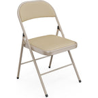 1-Pack Khaki PU Leather Metal Folding Chair