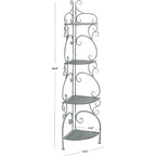 4-Tier Wrought Iron Corner Shelf, Antique Dark Green