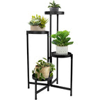31" 4-Tier Foldable Black Metal Plant Stand